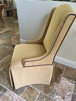 Upholstered Wingback Chair with Nailhead Trim