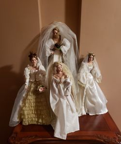 ASHTON DRAKE Porcelain Bride Dolls: Sleeping Beauty, Rapunzel, The Frog Princess & Princess And The Pea