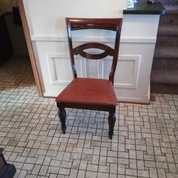 Vintage Accent Chair/ Dark Wood Stained Finish/ Cushion Seat