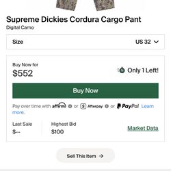 Supreme Dickies Sz32