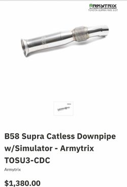 Armytrix Catless Downpipe for B58 Supra