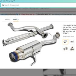 92-95 Honda Civic Dna cat back exhaust