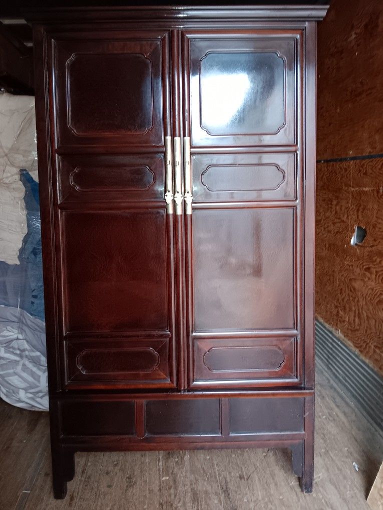 Chinese Antique Solid Cherry Armoire 