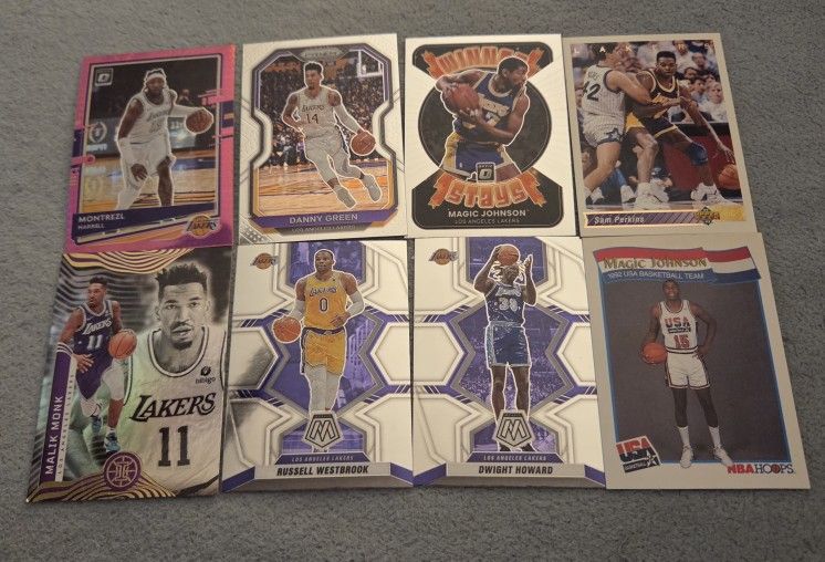 Lot of 8 Los Angeles Lakers MBA Basketball Cards