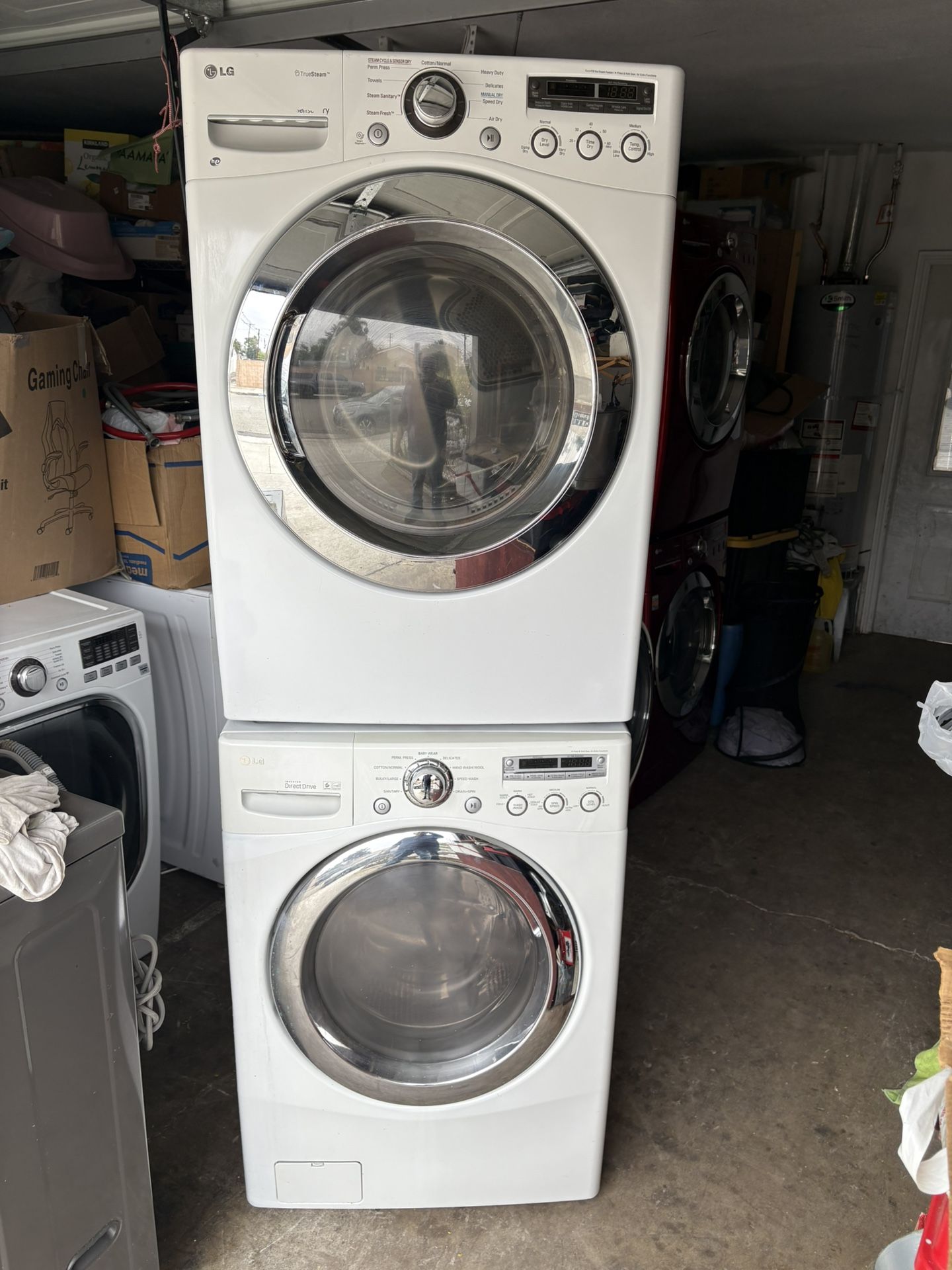 Lg Stackable Washer and gas dryer Excellent working condition Heavy duty W27 D31 H78 Washer 4.0 cu ft Dryer 7.3 cu ft 3 months warranty parts and