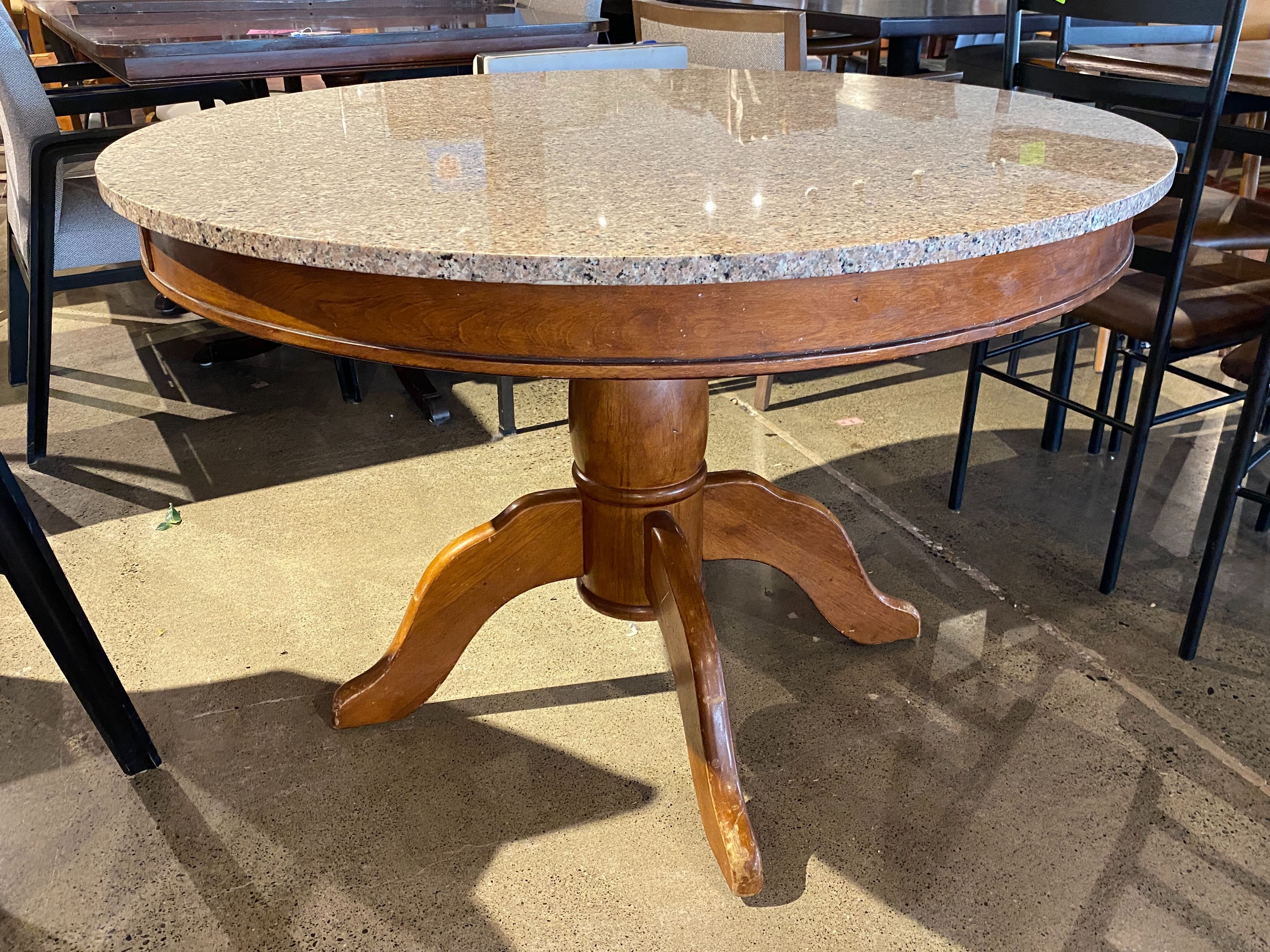 Round Granite Top Pedestal Dining Table