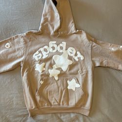 Sp5der Men's Hoodie Sand Size Medium