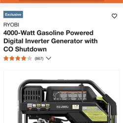 Generator Ryobi 4000 Watts Gasoline Powered
