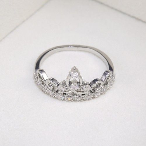 "Queen Princess Engagement Heart Crown Sweet Ring for Women, PD524