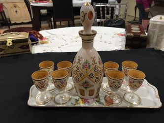 bohemian antique liquor set