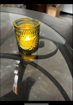 Olive/sage votive holders and table runners