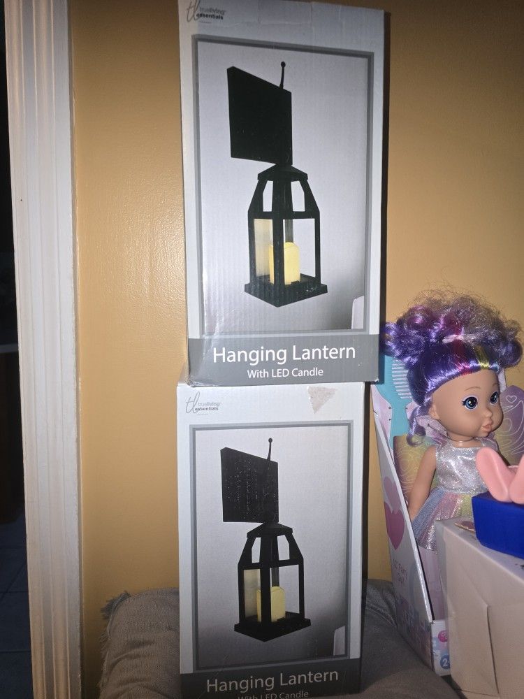 🆕️ HANGING LANTERN WITH LED CANDLE AND HOOK