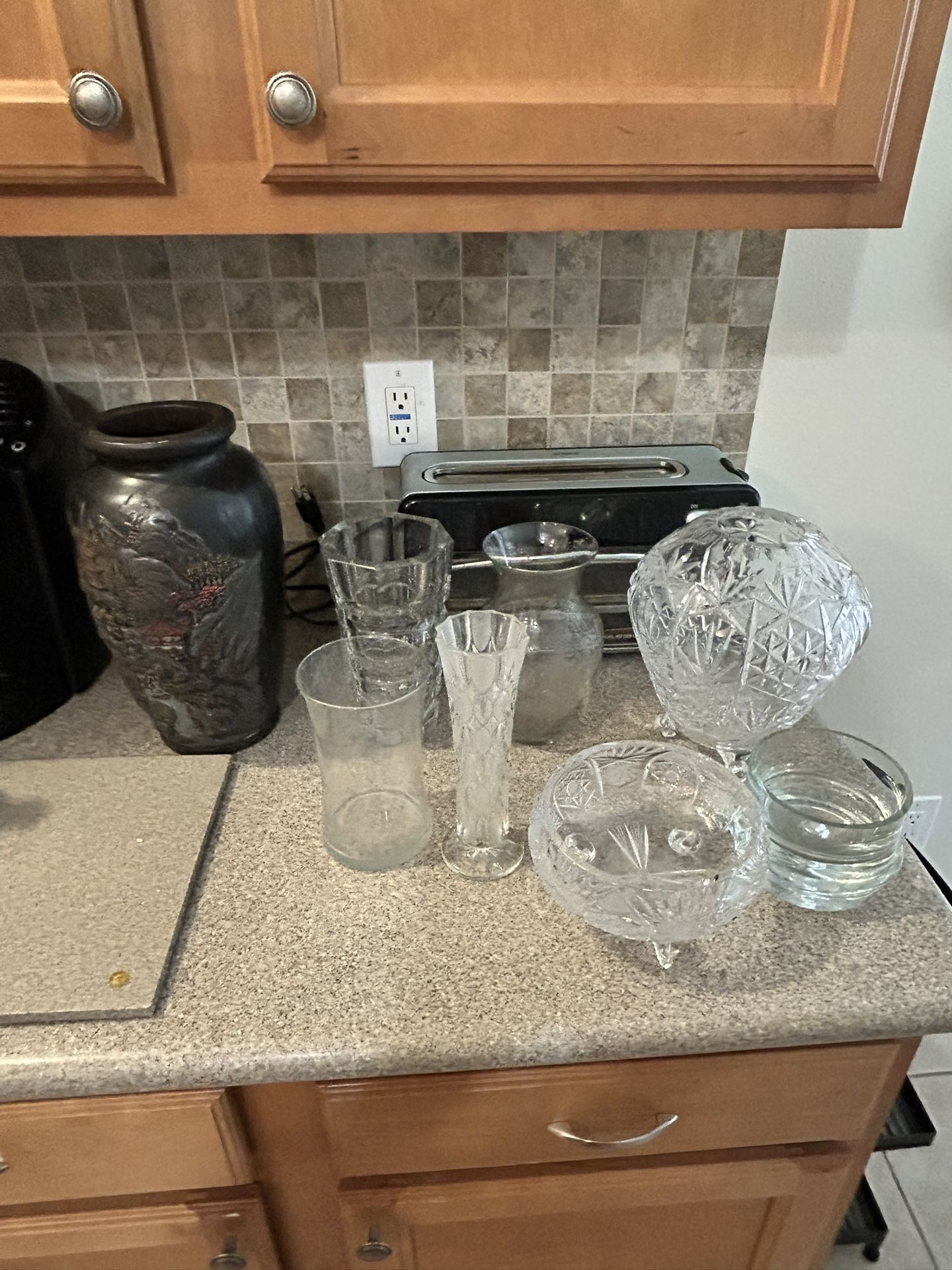 Lot Of 8 Decorative Glass And Ceram Candy Dishes And Vases