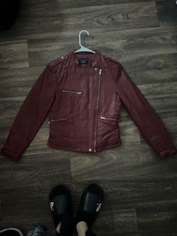 2000s red leather jacket