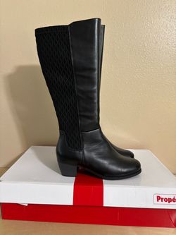 Women’s Propet Talise Tall Leather Stretchable Boots Size 10 Extra Wide