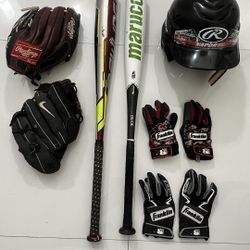 Baseball Bat Glove And Accessories 