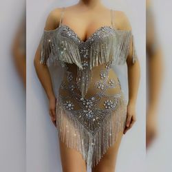 Beautiful Crystal Embellished Mesh Dress