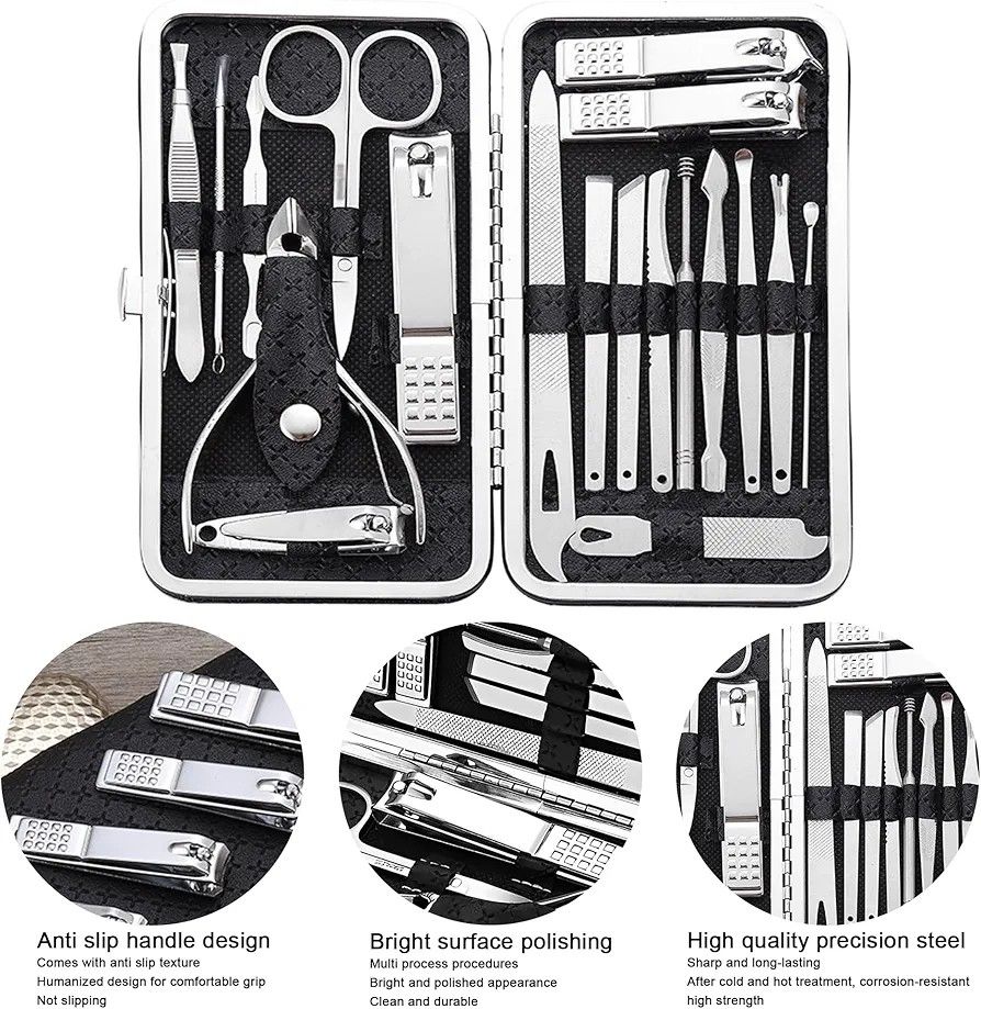 Nail Clippers Set Fingernail and Toenail Clipper Cutters,Manicure Pedicure Kit 18 Pieces Stainless Steel Professional Grooming Kits