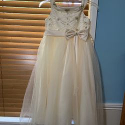 Champagne Flower Girl Dress,  Plus Shoes , Hair Crown, Gloves.