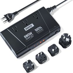 800W Pure Sine Wave Voltage Converter US to Europe- 220V to 110V Converter for European Travel, No Limitations Step Down Transformer w/ 35W PD 