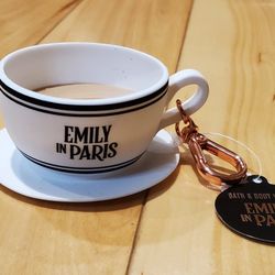 NEW Bath & Body Works Emily in Paris Latte Cup & Saucer Pocketbac Hand Sanitizer Holder