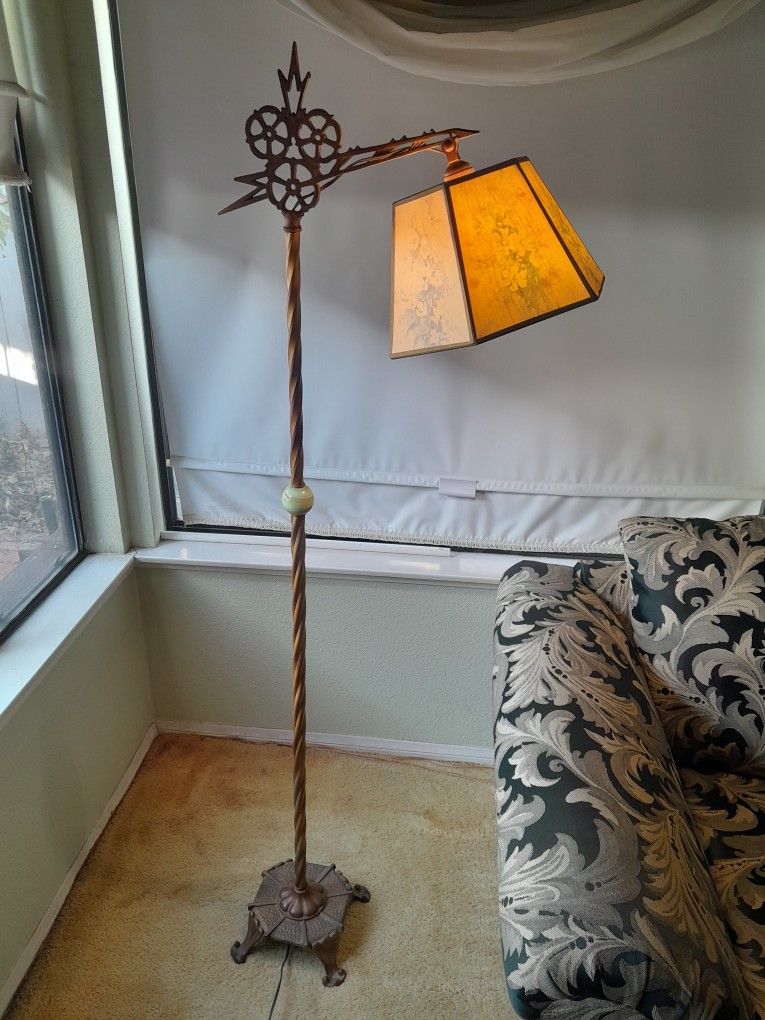 Antique Uranium Slag Glass Floor Lamp