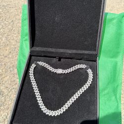 Moissanite Diamond Chain On Real Silver 