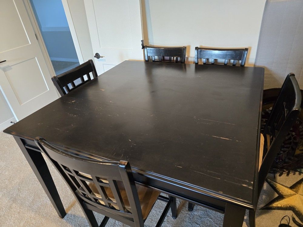 Distressed Counter Height Dining Room/Game Table With 8 Chairs