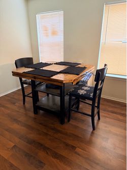Black and Brown Dining Table w/ Lazy Susan