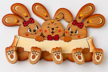Italian Wooden Bunny Rabbit Wall Coat Rack 5 Hooks Kids Nursery Vintage