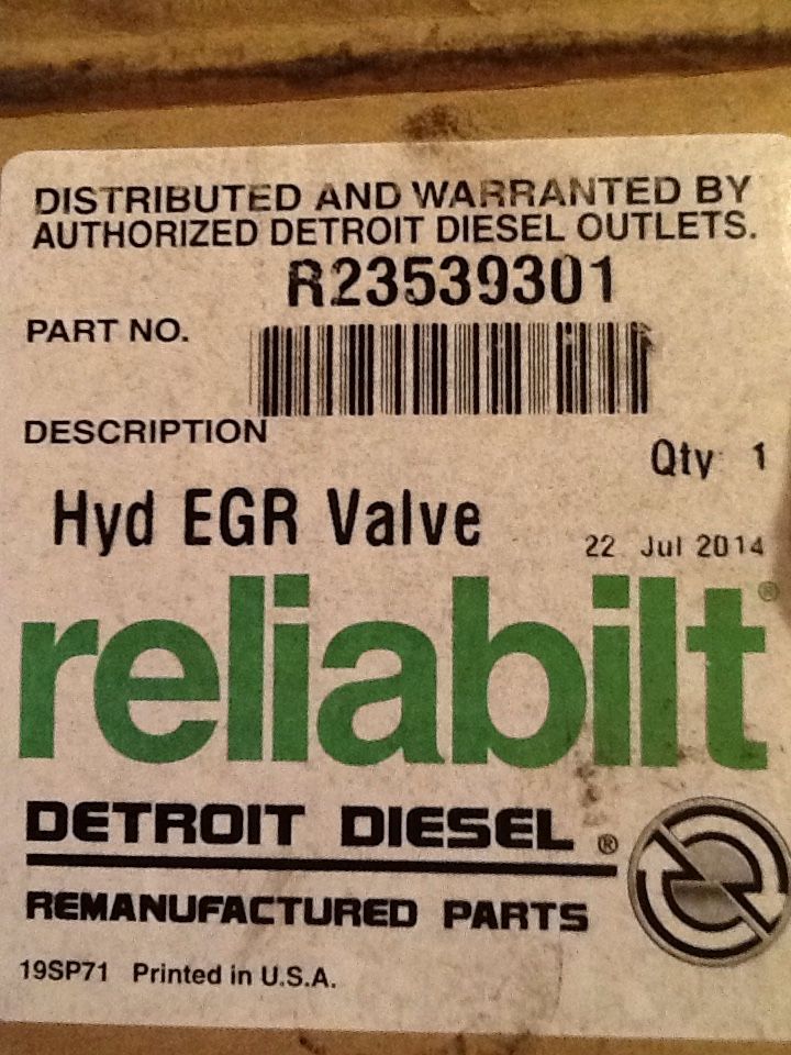 Hyd egr valve r23539301 reliabilt Detroit diesel