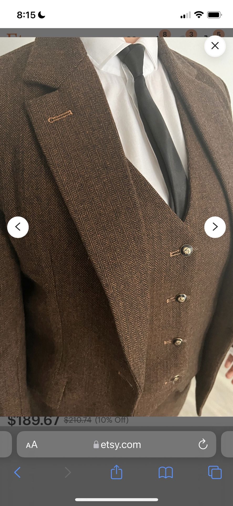 Womens US18 Vintage Tweed 3 Piece Suit