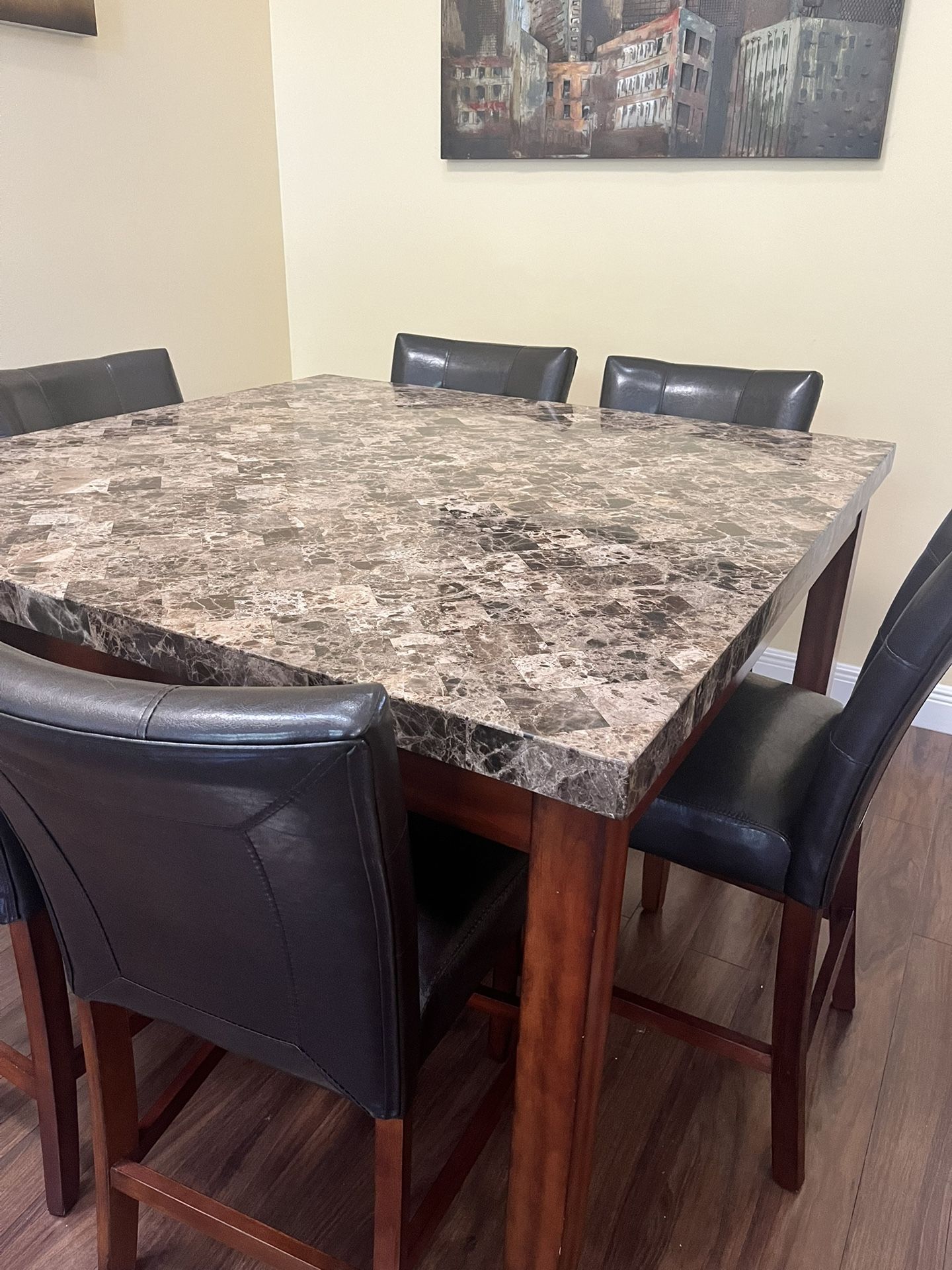Granite And Wood High Top Kitchen Table