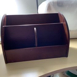 Medium Size Brown Wooden Desk Organizer