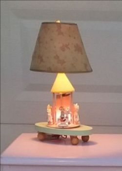 Vintage Nursery Lamp Carousel Plays Music