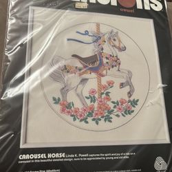 Dimensions Crewel Kit Carousel Horse New In Package Made in USA 1988 16”x16”
