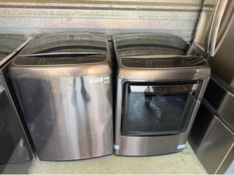Lg black stainless steel set washer and dryer electric