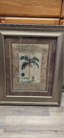 16x20 palm tree with gold trim picture frame