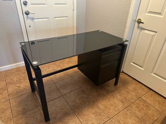 Modern Black Office Desk with Glass Top!