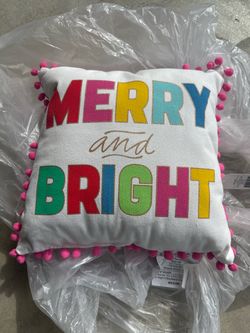 Merry and Bright Christmas Throw Pillow