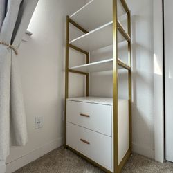 Wood Storage Shelf w/ Drawers 