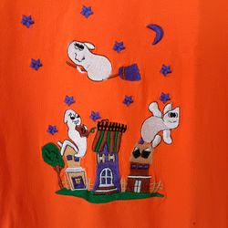 Vintage Embroidered Halloween Shirt Size Medium 