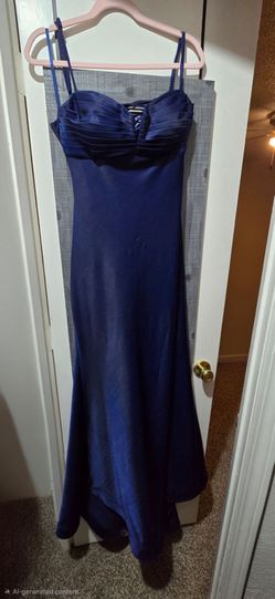 Navy Blue Satin Formal Gown