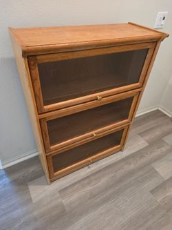 Oak Barrister Bookcase with Glass Doors