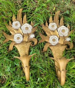 MCM Gold Tone Wall Sconses