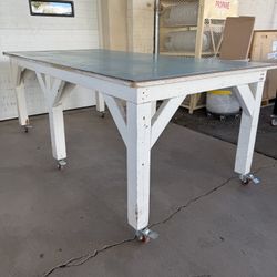 ON WHEELS Industrial Workbench Wooden Tables. 96x48x36 