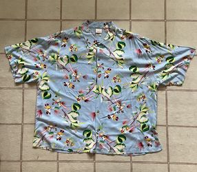 Disney Light Blue All Over Print Hawaiian Shirt XXL Luau Mickey Mini Palm Trees