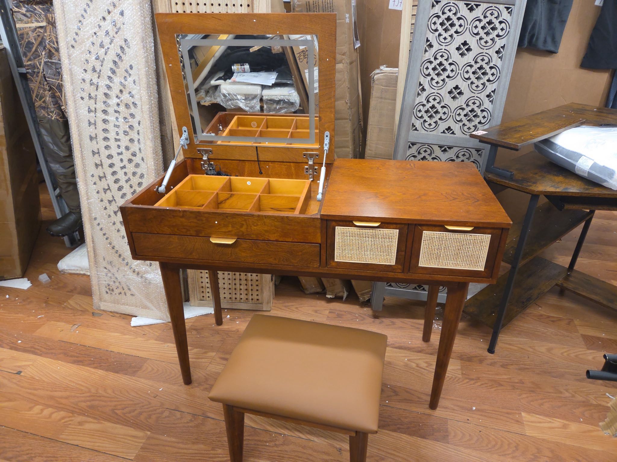 Legant Brown Wood Makeup Vanity Set