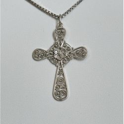 Sterling Silver Cross Pedant Necklace 