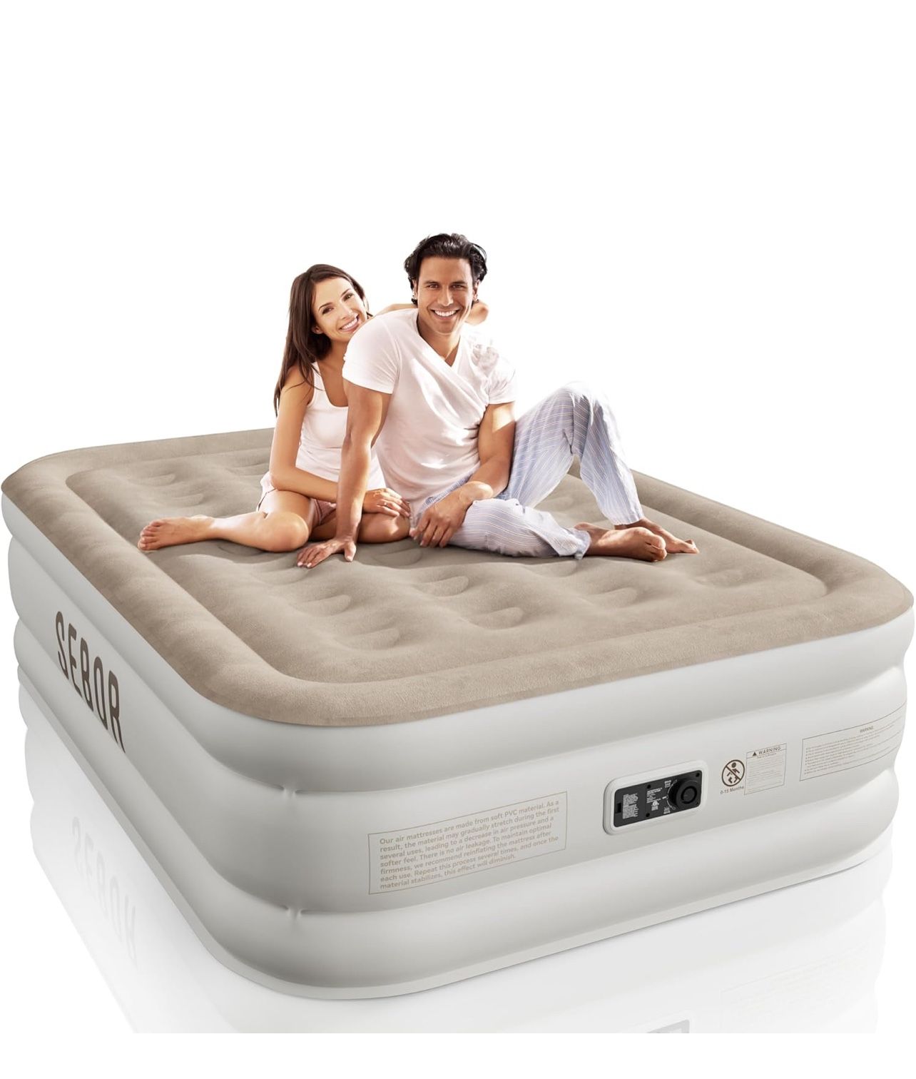 Air Mattress Full with Built-in Pump 18", Comfortable Self-Inflating Air Mattress with High-Speed Pump, Durable Blow Up Mattress Full with Storage Bag